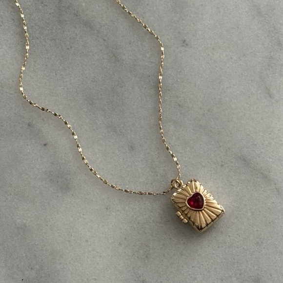 Modest Lu Jewelry - COPY - COPY - COPY - Gold Sun Beam Red Heart Gem Locket Pendant Necklace
Bran…